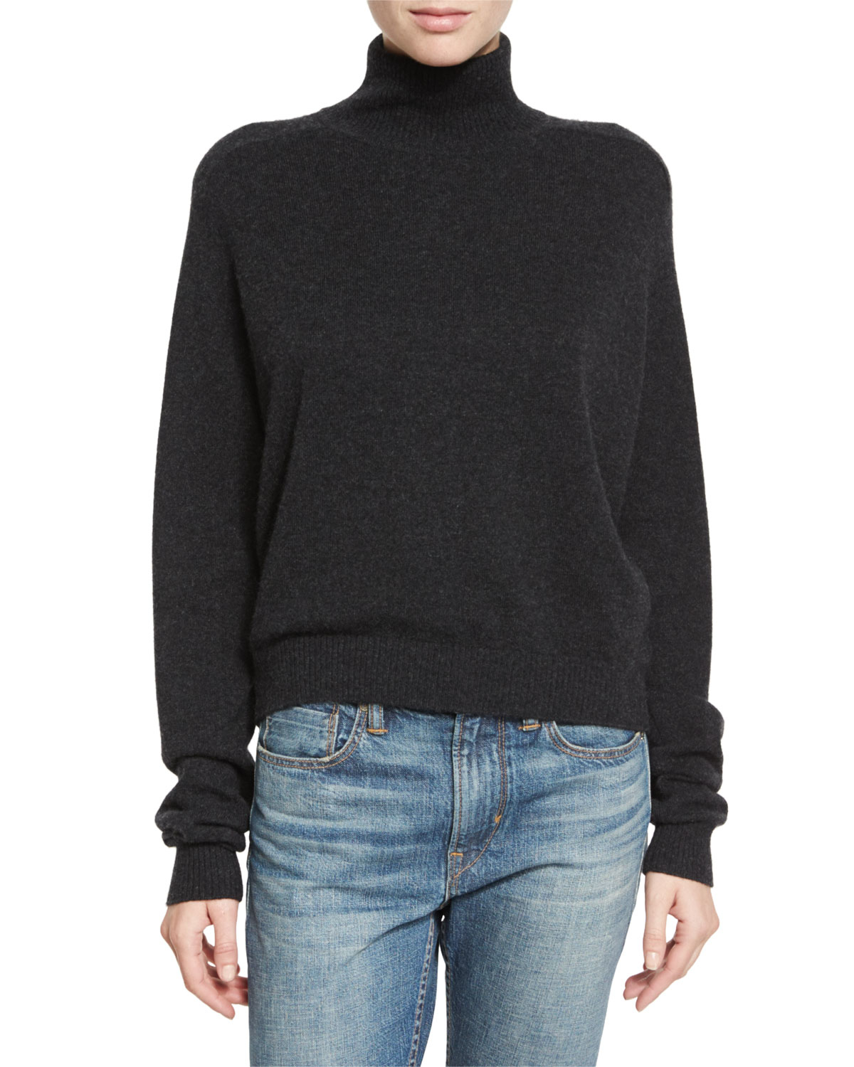 Lyst - Vince Cashmere Drop-shoulder Turtleneck Sweater in Black